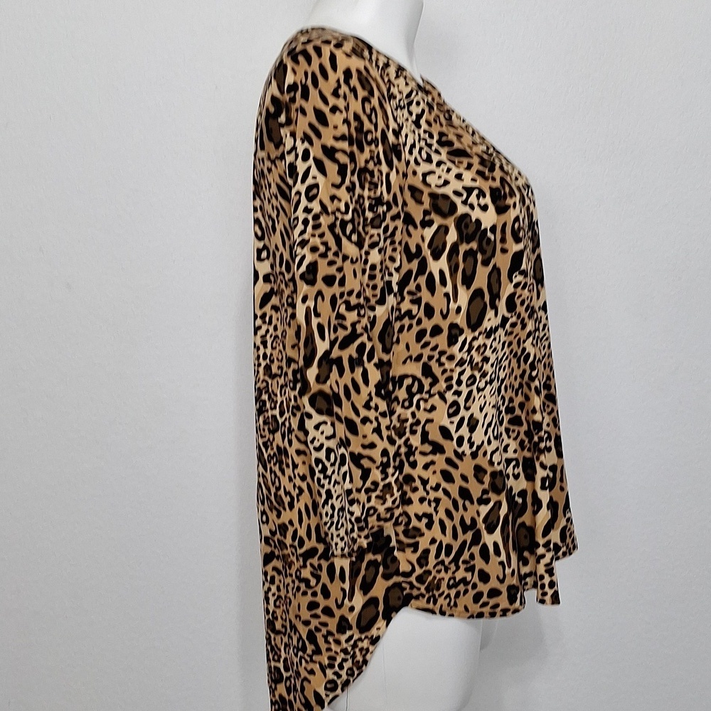 New Directions Brown Black Academia Animal Print Mobwife Relaxed Fit Blouse XL - Picture 8 of 14
